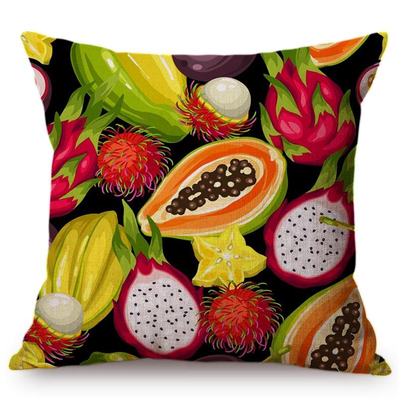 Tropical Fruit Avocado Papaya Pattern Cotton Linen Bed Cushion Cover Modern Home Decorative Chair Sofa Throw Pillow Case 45X45Cm
