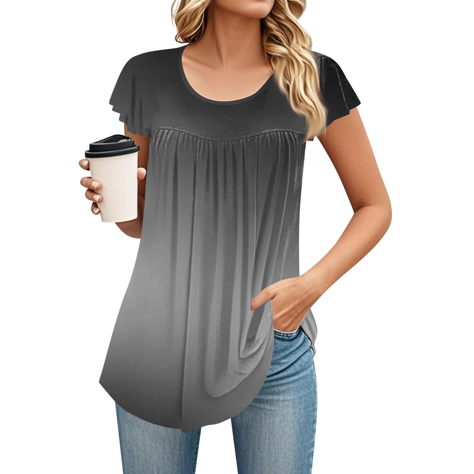 

Women s Round Neck Short Sleeve Mid Length T-Shirt Loose Casual Short Sleeve T-Shirt Top M