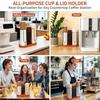3-in-1 Coffee Cup Lid Holder Wooden Base Cup Dispenser Rack Paper Cup Dispenser  Office Kitchen Use