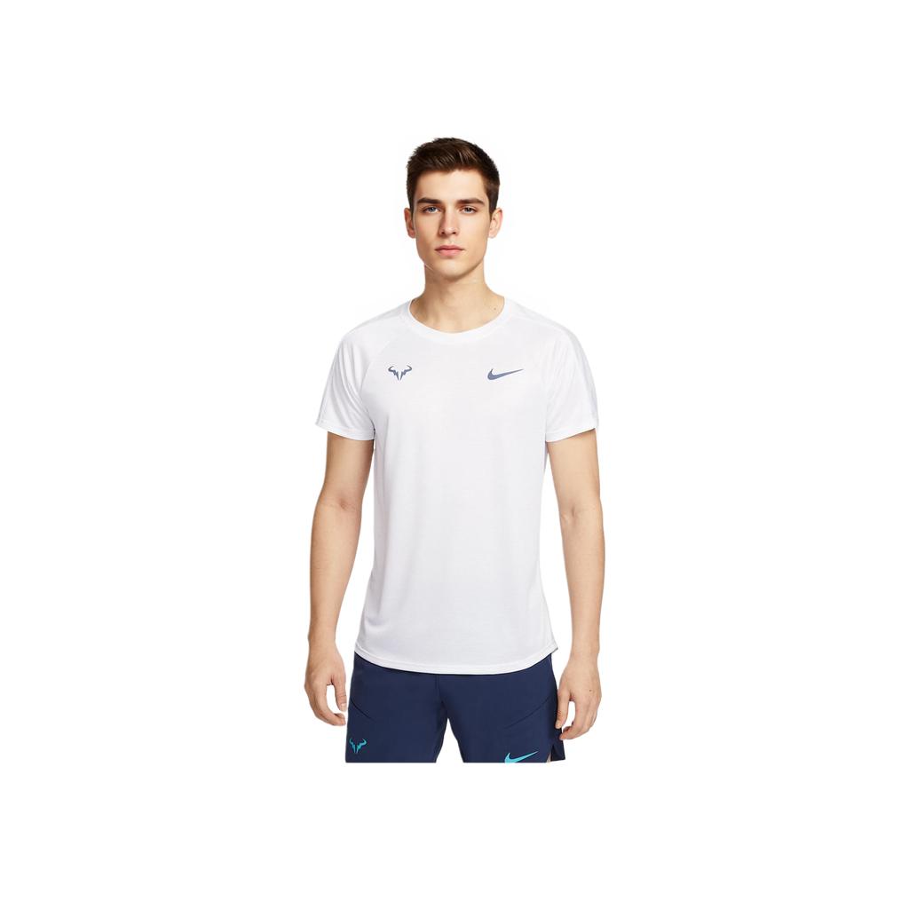 Nike Rafa Challenger Comoda Moda Casual Versatile Maglietta da Tennis Uomo Bianco Finn-Blu DV2888-101