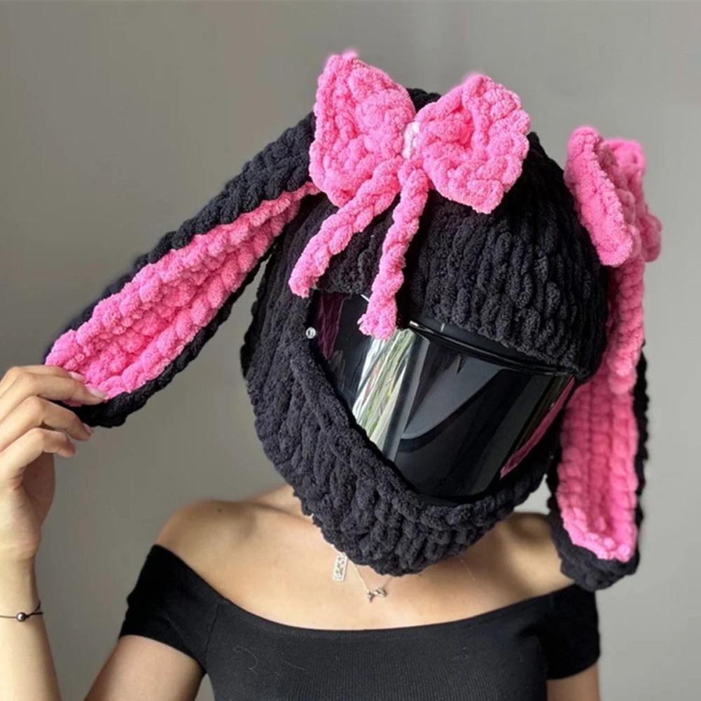 Rabbit Ear Winter Plush Cover Motorcycle Helmet Accessories Motocross Full Face Woman Helmet Decoration Helmet Cosplay Styling