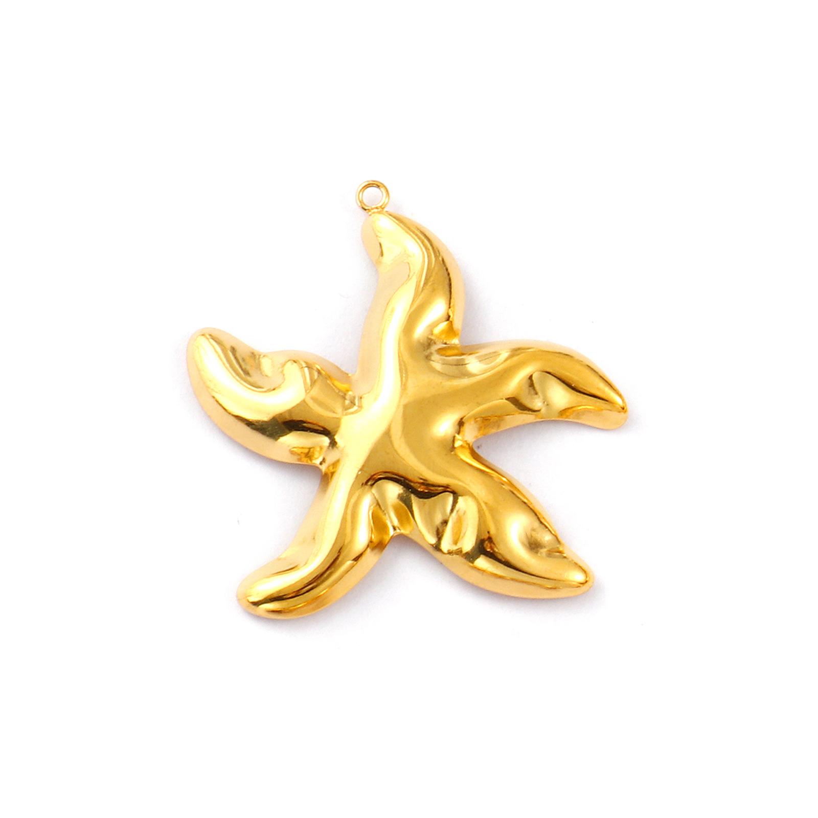 

1 Piece 304 Stainless Steel Pendants 18K Gold Plated Ginkgo leaf Fish Pineapple Heart Starfish Charms For DIY Necklace Jewelry