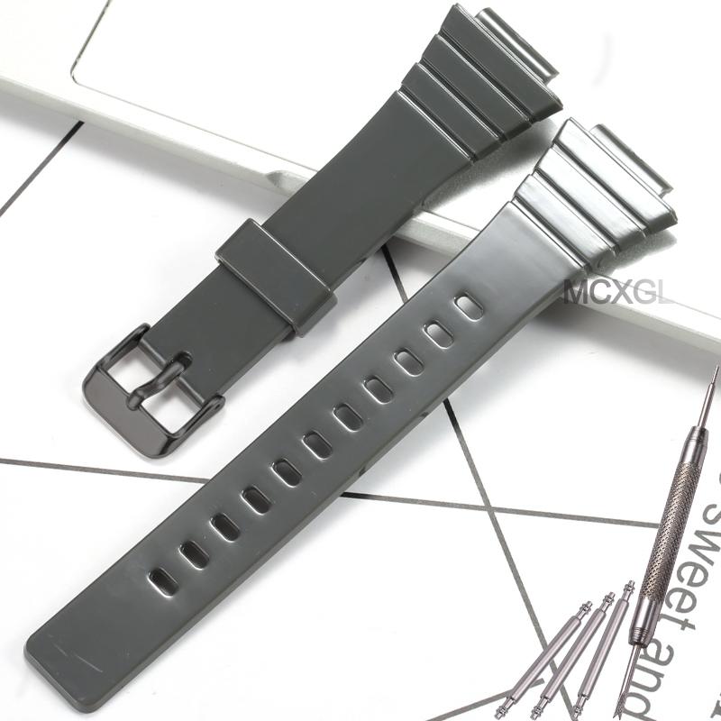 Pryskyřičný řemínek na hodinky pro Casio W-215H W215H W-217H F105W F108WH Náhradní řemínek 18mm Vodotěsné sportovní hodinky Příslušenství