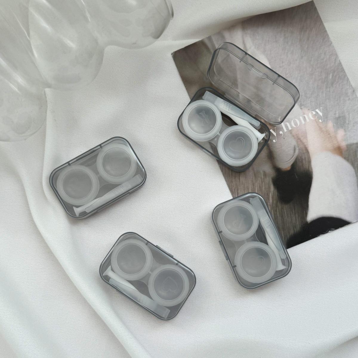 

Women Travel Colored Contacts Storage Container Box Contact Lenses Case with Tweezers New Transparent Contact Lens Box сірий колір