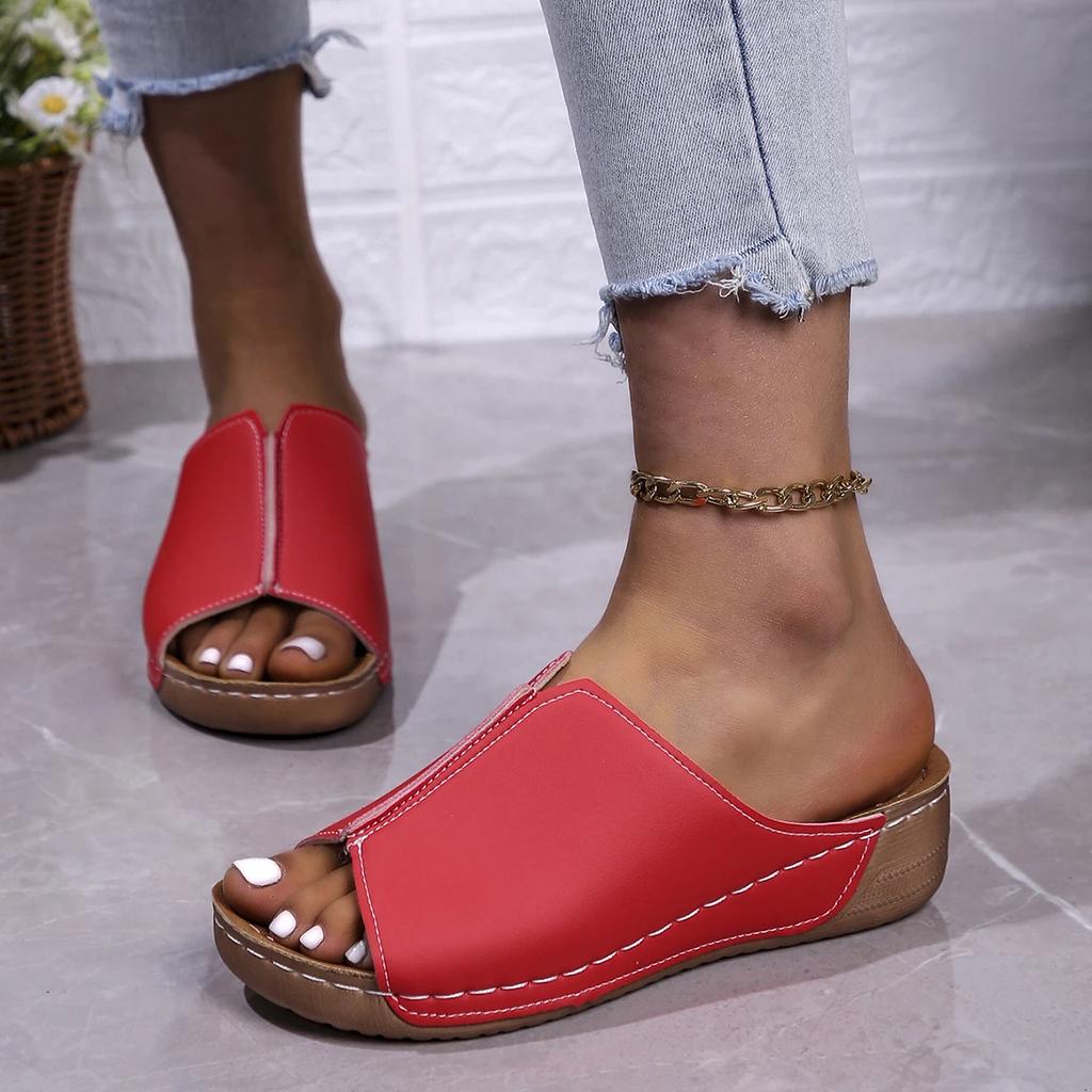 Women Slip On High Heels Sandals Summer Lightweight Chunky Platform Designer Shoes Women Comfortable Casual Beach Ankle Sandals