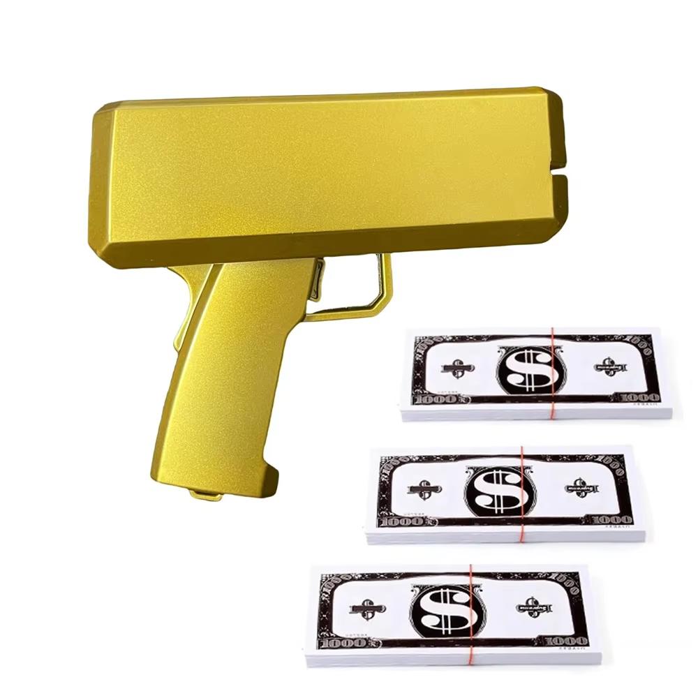 Money Shooter Gun That Look Real Fake Money Gun Shooter with Prop Money Handheld Spary Cash Gun for Game Movies Party Supplies