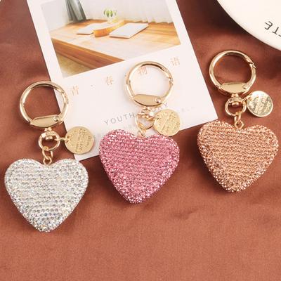 Porte-clés Brillant Plein Strass Scintillant Polyvalent Réutilisable Accessoires Cadeau Cœur en Métal