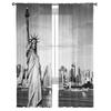 Statue Of Liberty Black White Tulle Window Curtains Living Room Organza Sheer Voile Curtain Bedroom Kitchen Home Decor Drape
