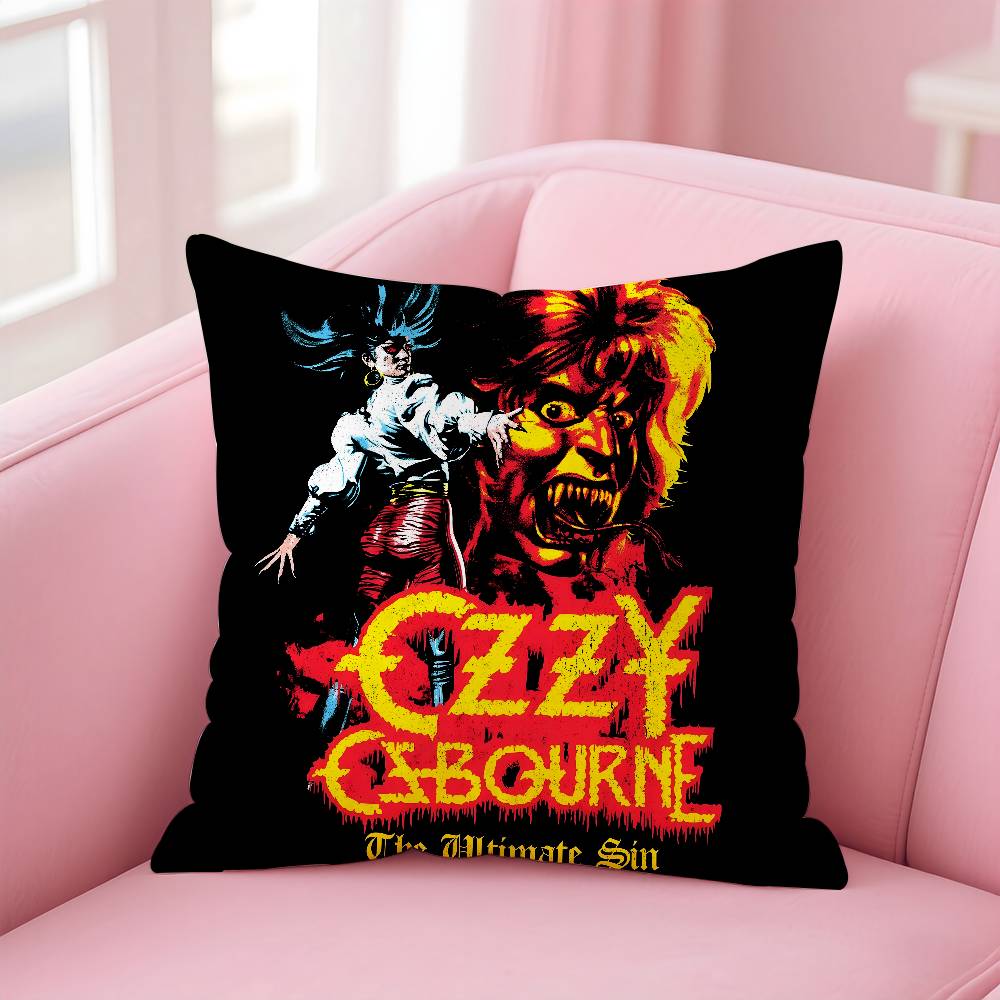 O-Ozzy Osbourne Band Lead Singer Pillow Case Pattern Printed Pillowcase for Living Room Sofa Cushion Cover & Bedroom Decor