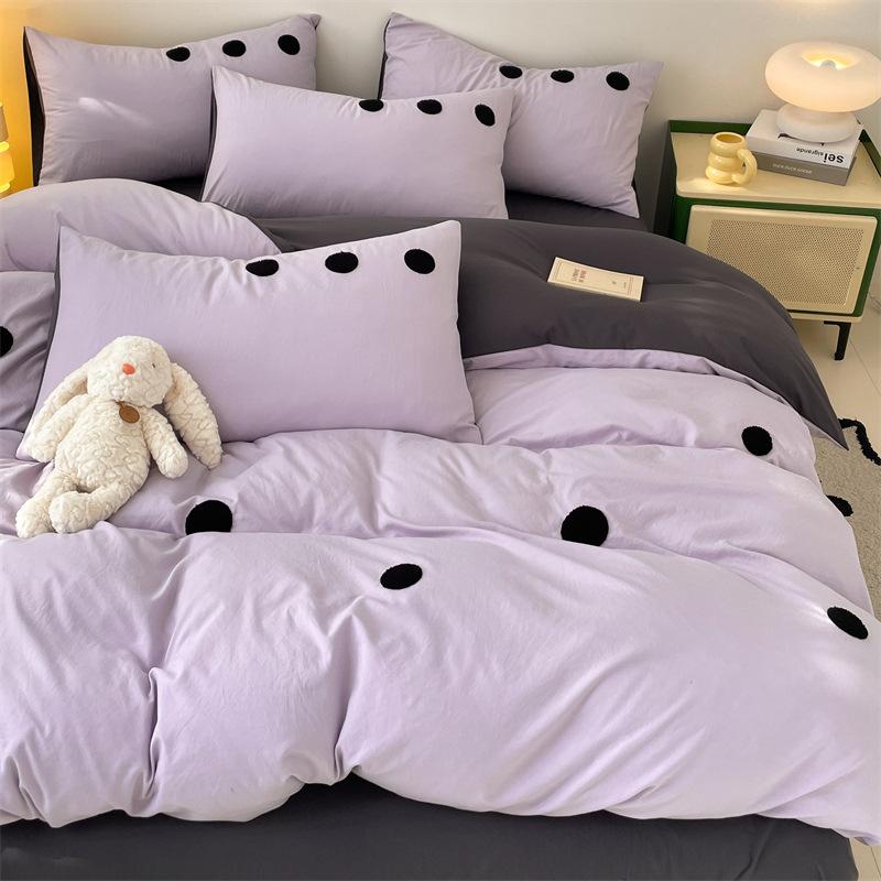 

Class A Maternal And Infant Grade Washed Cotton Towel Embroidery Four-Piece Set Super Soft Baby Cotton Children S Bedding Student Dormitory 1.2 m 3pc quilt 1.5*2m