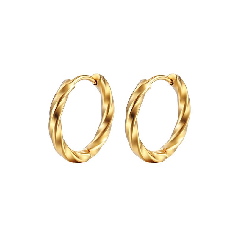 2Pcs Stainless Steel Twisted Spiral Fine Needle Small Hoop Earrings For Women Ear Bone Buckle Round Circle Earrings Gifts
