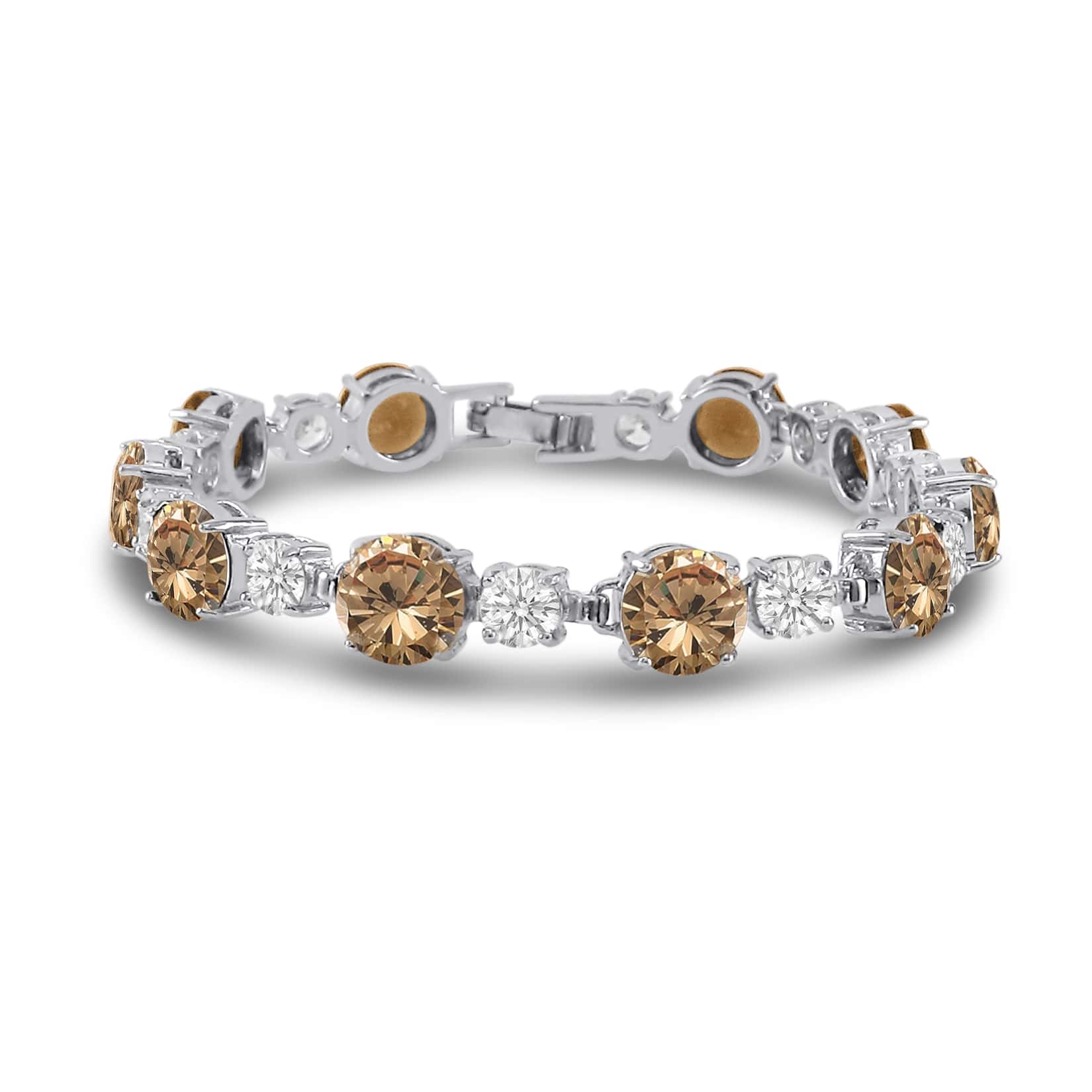 Браслет-теннис из дымчатого кварца - стерлинговое серебро 925 пробы