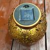 Solar Powered Iron Projection Light Outdoor Garden Hanging Lantern With Hollow Out Design For Patio Fence Decoration