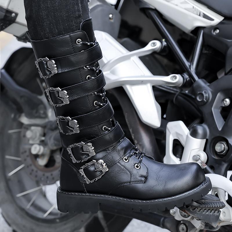 Men’s Motorcycle Boots Western Boots Black Jockey Boots Casual High Boots Plus Size