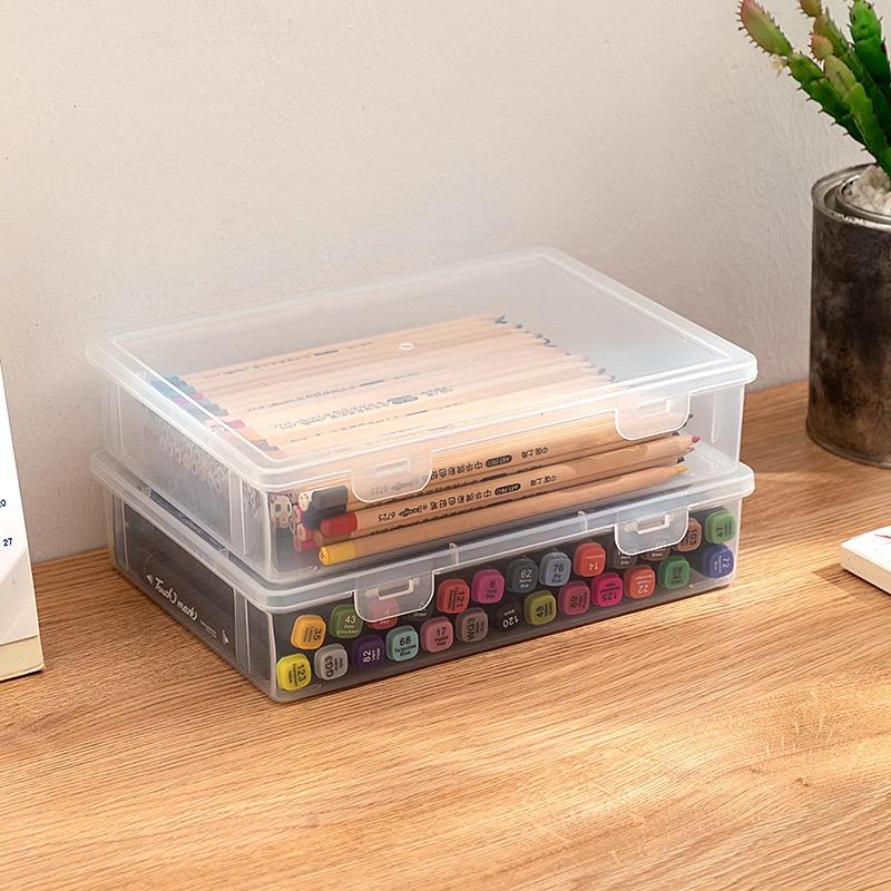 Transparent Large-Capacity Stationery Storage Box: Student Planner, Tape, Pencil, Pen, and Marker Organizer