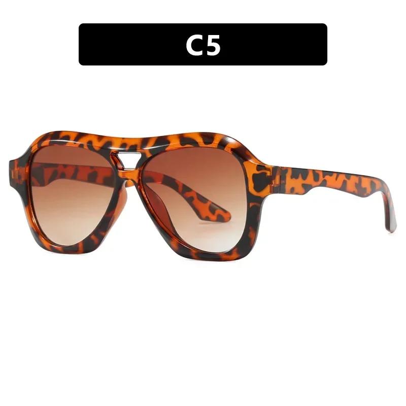 Fashion Oversized Double Bridges Pilot Sunglasses Women Retro Jelly Color Shades UV400 Men Trending Punk Sun Glasses