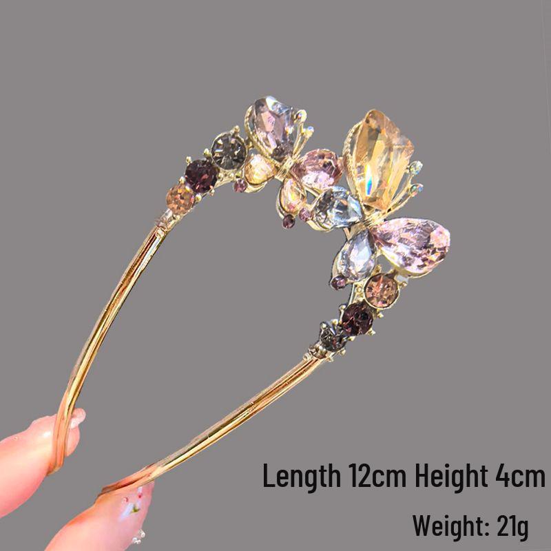 Épingle à cheveux vintage en forme de U avec pompon paon pour femmes - Épingle à chignon nacrée pour Cheongsam et Hanfu