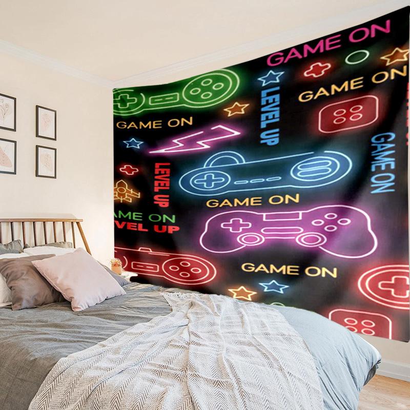 Neon Game Over Art Tapestry, Unique Design Tapestry, Wall Decor for Bedroom,Livingroom, Playroom,Heartwarming Fan Holiday Gifts