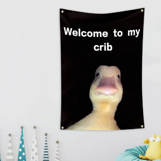 Vlajka na zeď Creative Welcome to My Crib Flag Odolná Snadná instalace Nástěnný banner pro domácí dekoraci