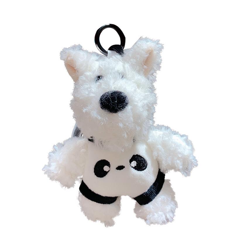 Cartoon Panda West Highland Puppy Plush Rope Chain Keychain Female Cute Bag Pendant Car Keychain