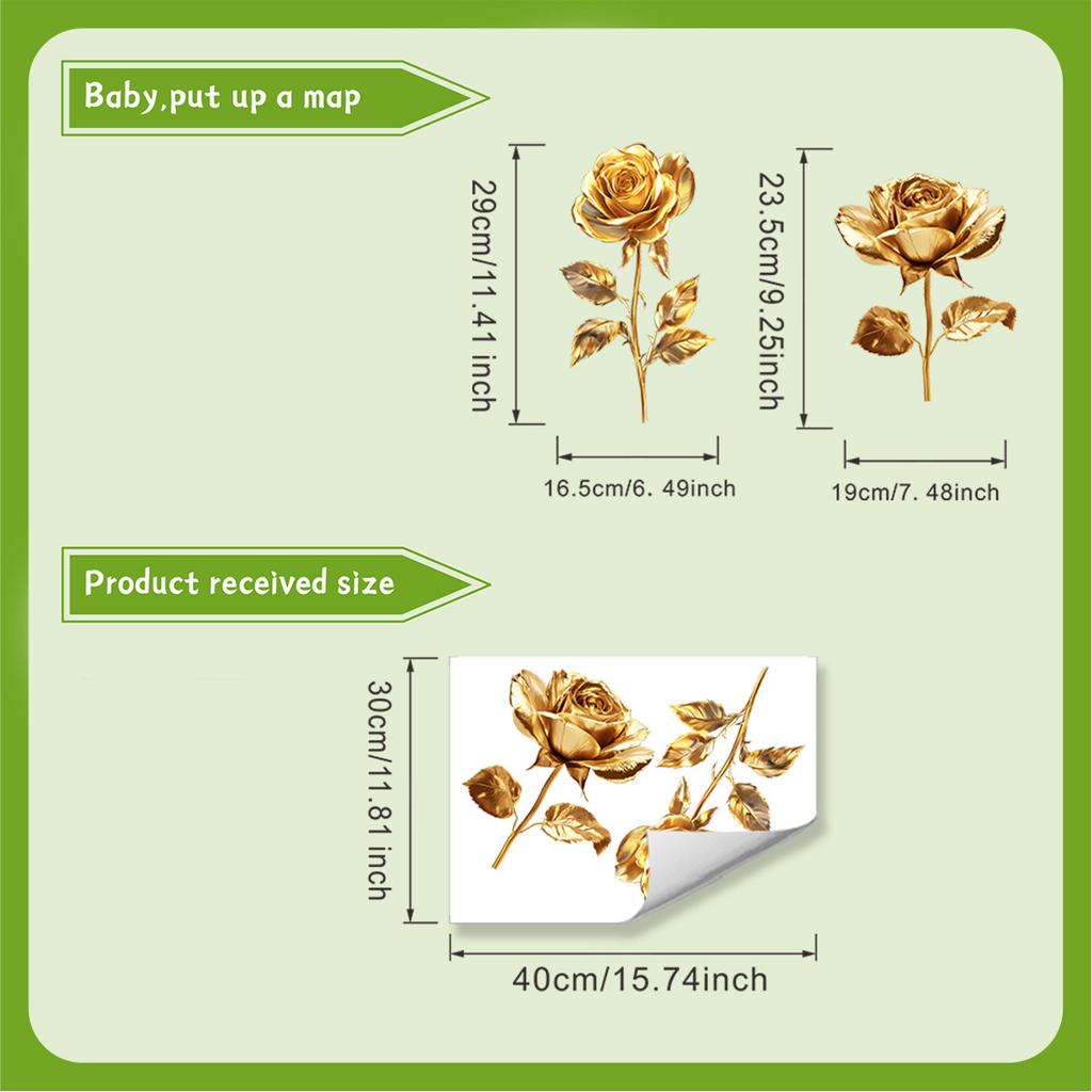 Golden Rose Toilet Seat Stickers Waterproof Self Adhesive Bathroom Decor Floral Decals Toilet Background Art Posters Decor