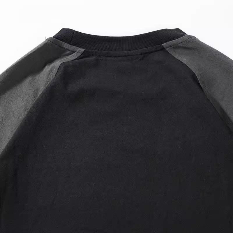 Unisex Japansk Retro Färgblock Lapptäcke Huvtröja - Avslappnad Lös Passform Långärmad T-shirt