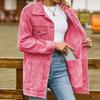 Women's Fashionable Versatile Classic Retro Color Lapel Long Sleeved Pocket Loose Denim Jacket