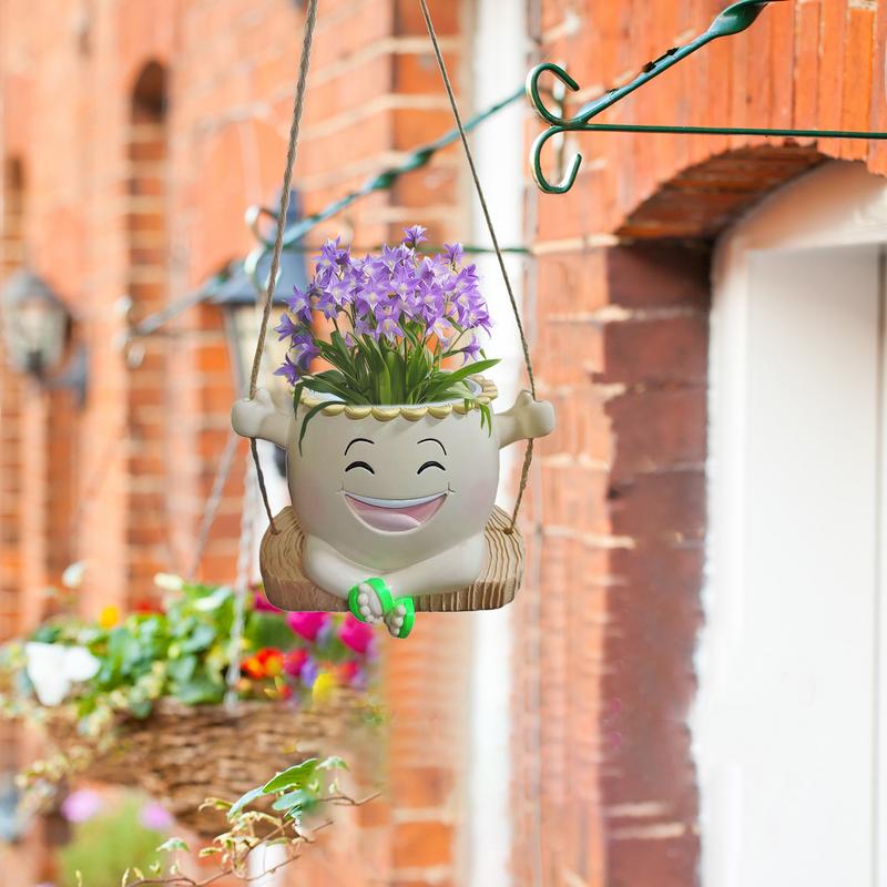 

Swing Face Planter Pot Outdoor Face Head Planter Cartoon Hangable Outdoor Flower Planter With Drainage Hole For Grasses China Mainland