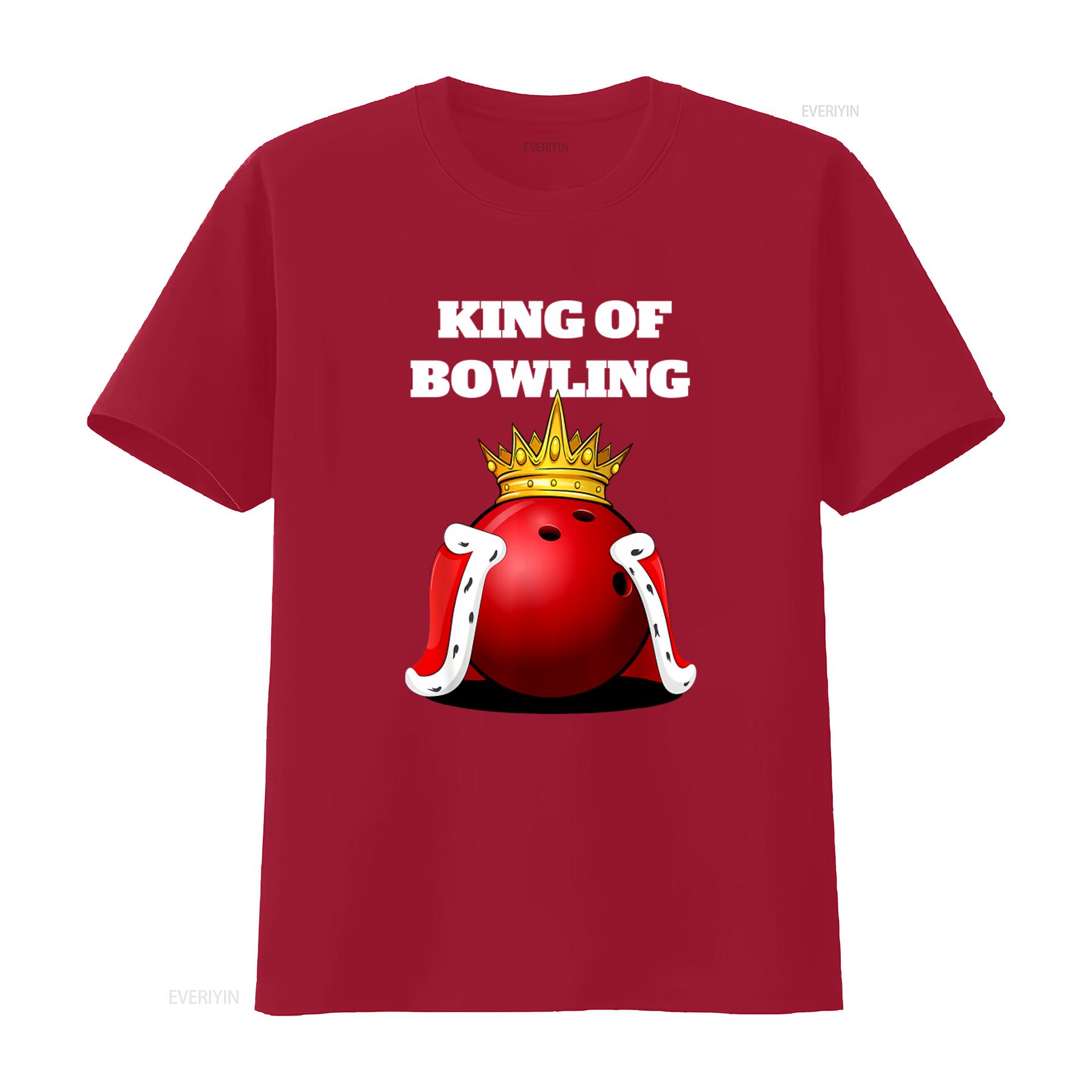 

King of Bowling Ball T Shirt with Royal Crown Design Casual Fun Apparel for Adult Bowlers vintage Washed homme Stretched S