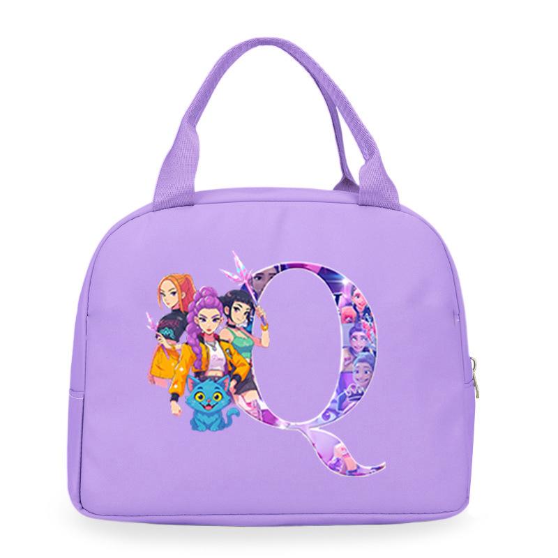 Trend Kpop Anime Cartoon Peripheral 26 Letter Printing Bento Bag Commuter Portable Lunch Box Bag