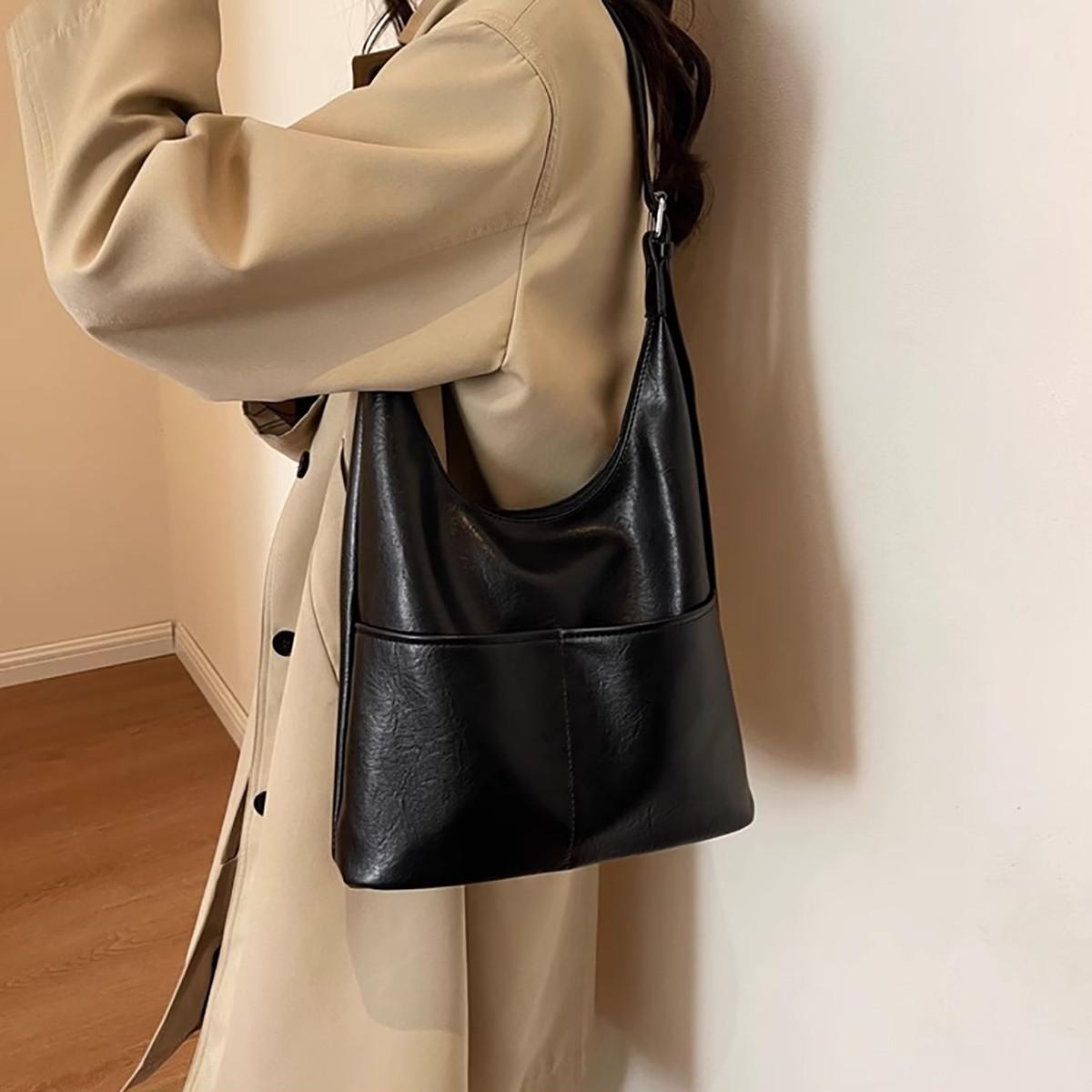 

High sense niche single shoulder armpit large bag women s autumn and winter fashion messenger bag commuting large capacity чёрный