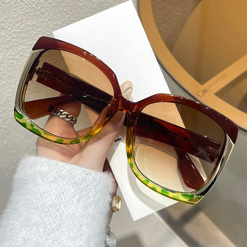 Fashion Modern Large Frame Sunglasses Concave Contrasting Color Colorful Sunglasses Women Ins Street Shot Glasses