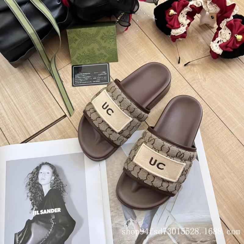 20 New Slippers Women's Summer Wear Thick Bottom Printing Embroidered Letters Large Size Casual Cool Slippers