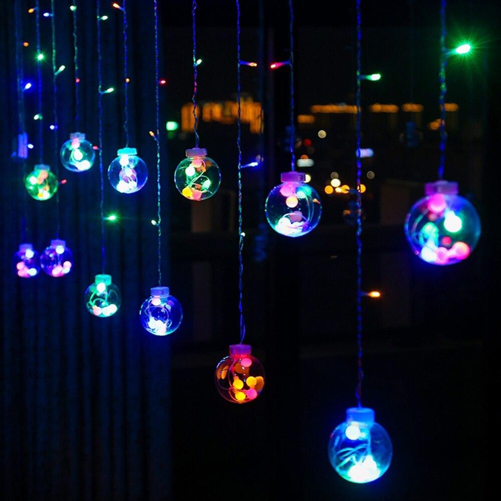 

Сказочная гирлянда, светодиодные шариковые гирлянды для свадьбы, Рождества, дня рождения, вечеринки, фестиваля, декора, светодиодные фонари, украшения для штор, светильники 3M 12 Balls&EU Plug разноцветный