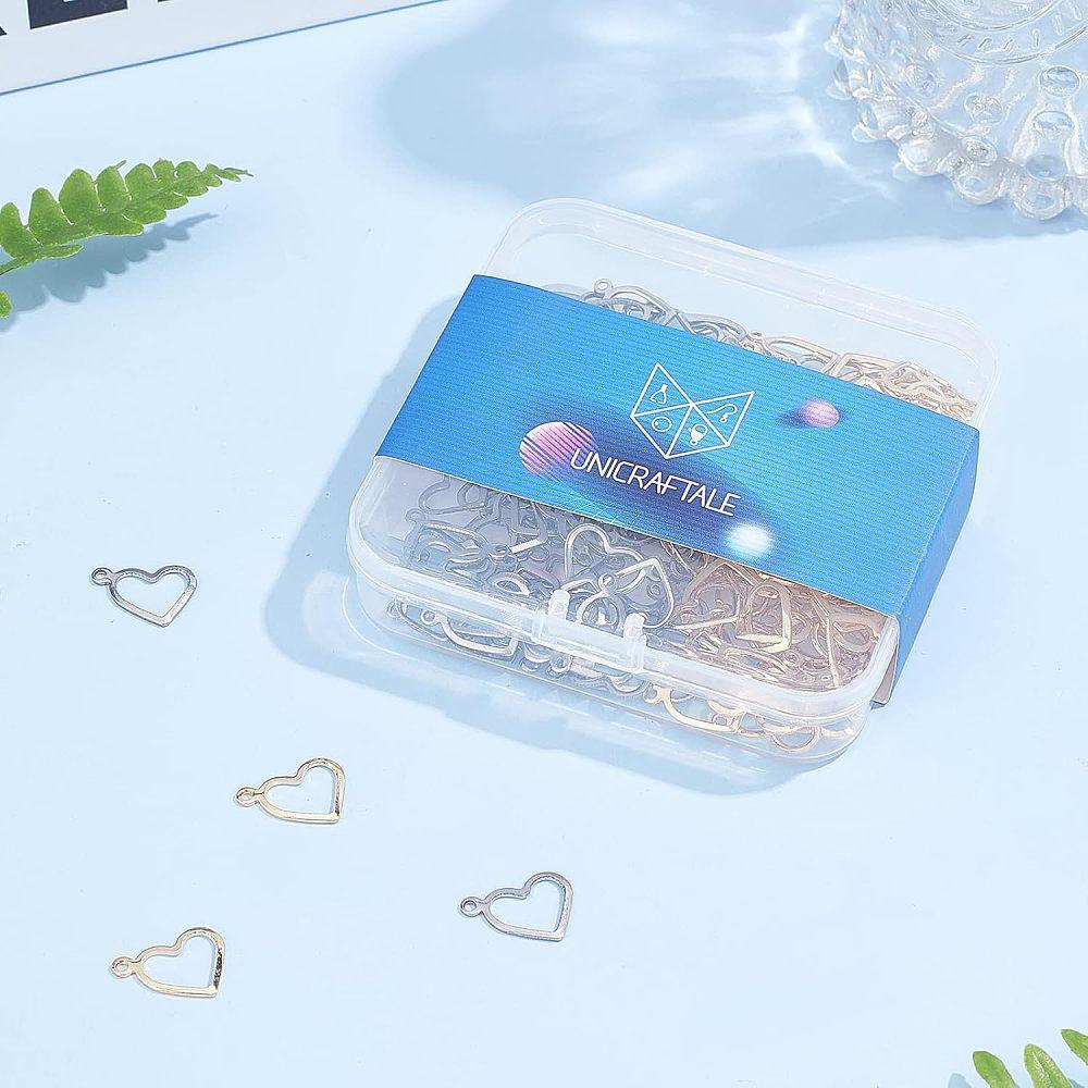 304 Stainless Steel Charms Heart Golden & Stainless Steel Color 10x13.7~14x0.8~1mm Hole: 1mm 100pcs/box