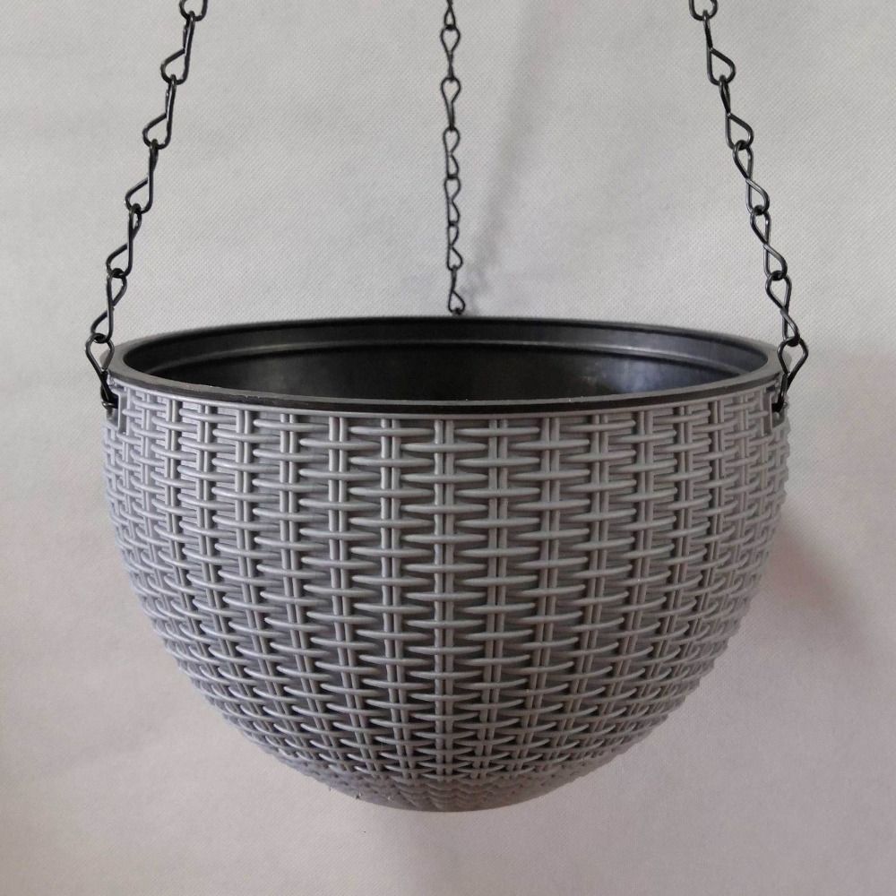 Plastic Woven Plaited Baskets with Chain Hanging Flower Pots Houseplant Flowerpot Balcony