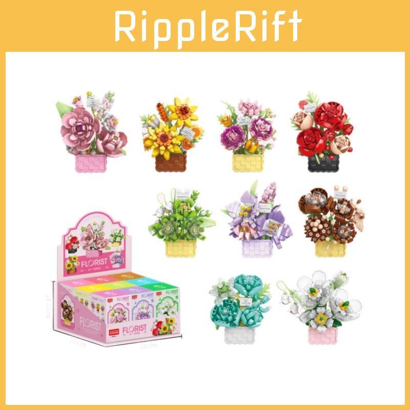 Sonnenblume Nelke Rose Plastikkorb Bausteine Mit DIY-Montage Für Mädchen Und Heimdekoration