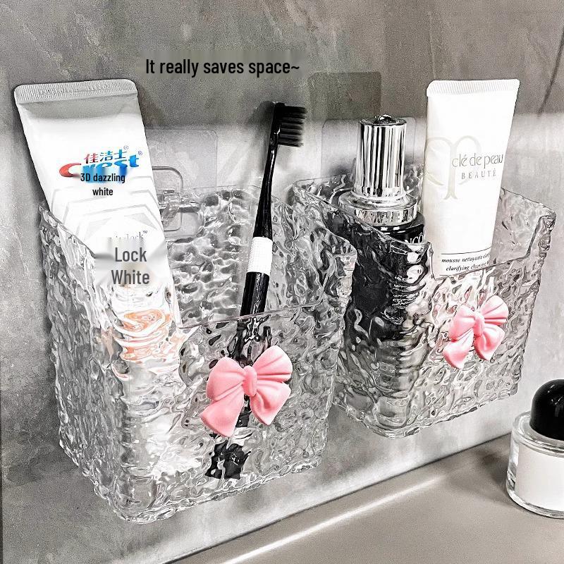 Elegant Glacier Texture Wall-Mounted Bathroom Storage Box for Cosmetics and Sundries