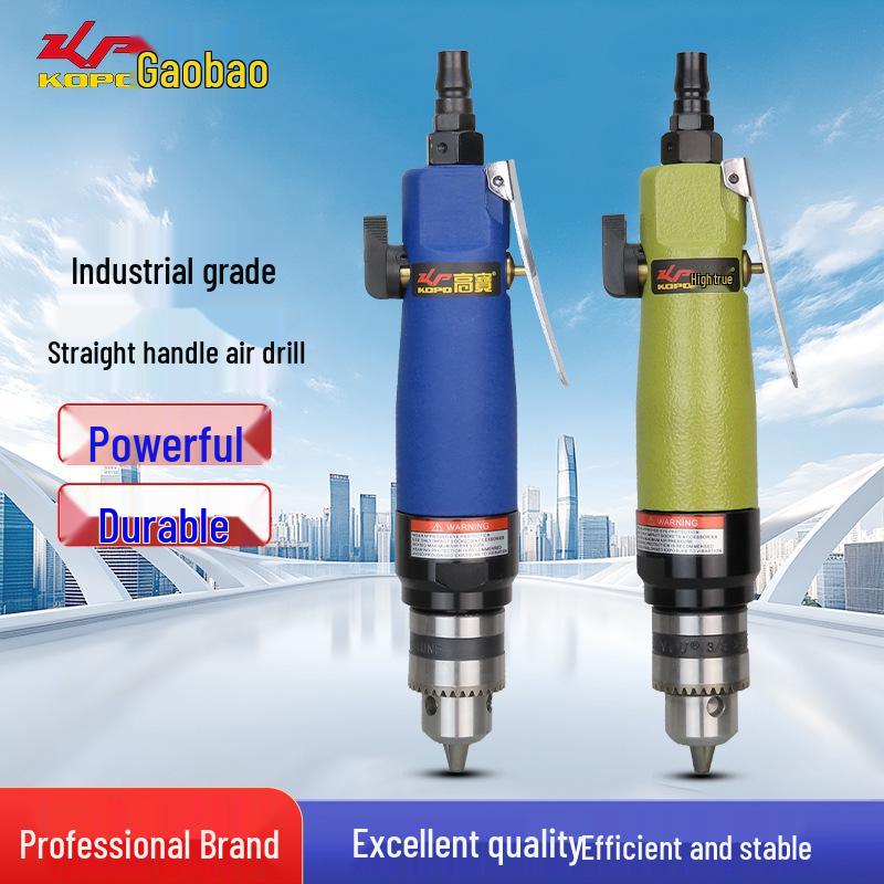 Gaobao 3/8" Industrial Pneumatic Drill, Forward/Reverse, 10mm Variable Speed, Straight Shank