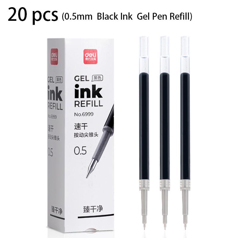 

Deli 20pcs 0.5mm Black Ink Gel Pen Refill School Supplies Office Pen Suitable For Gel Pen Refills Replacement Stationery