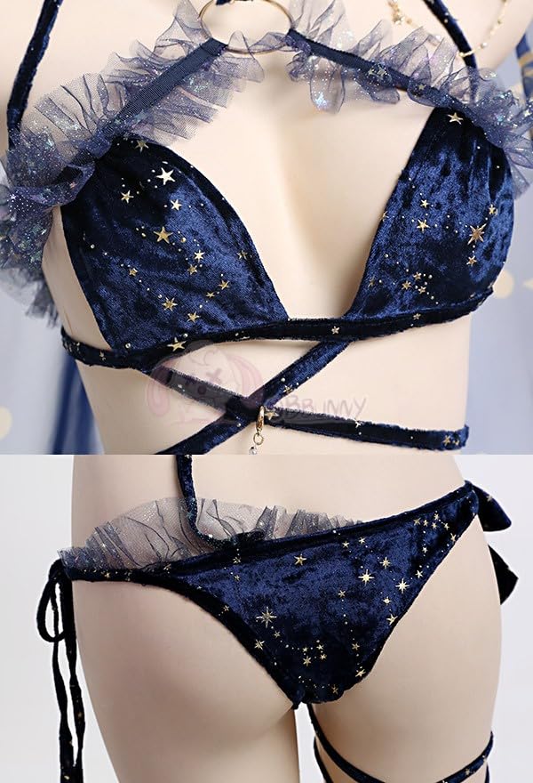 Pupubanbanya Lavender Witch Love Fortune Teller Cosplay Dark Night Elf Sexy Dress Halloween Costume for Christmas, Sizes S/M