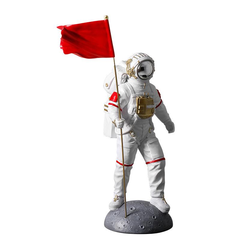 Kreativní dekorace astronauta s červenou vlajkou do obývacího pokoje, vinotéka, jednoduchá domácí dekorace, dekorace na stůl a kancelář...