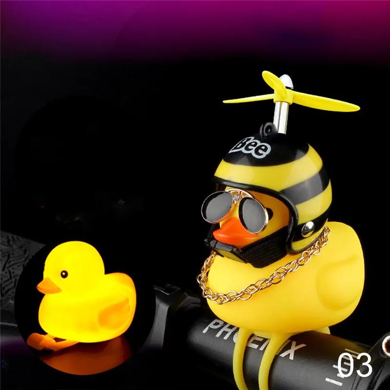 Luminous/Normal Airscrew Helmet Standing Duck Broken Wind Small Yellow Duck Bike Motor Riding Cycling Lights Bicycle Accessories