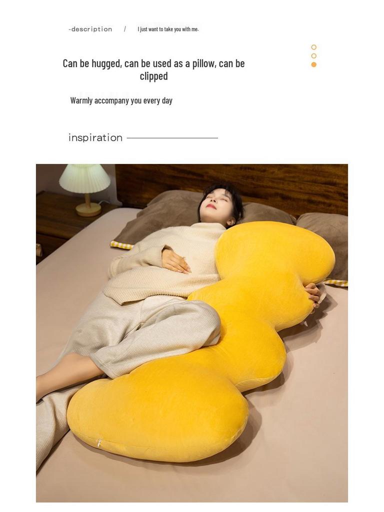 Wave-Shaped Cloud Leg & Back Hugging Pillow - Long Body Cushion for Side Sleepers