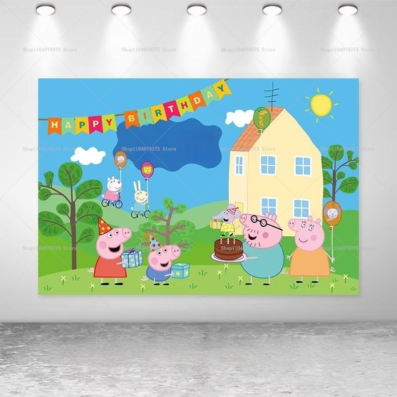 Happy Birthday Peppa Pig Background, Perfect For Parties, Family Gatherings, And Birthday Celebration Banners For Boys And Girls