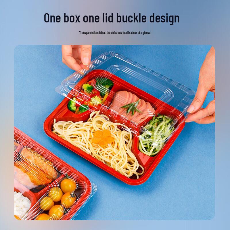 Disposable 4-Compartment Lunch Box with Lid