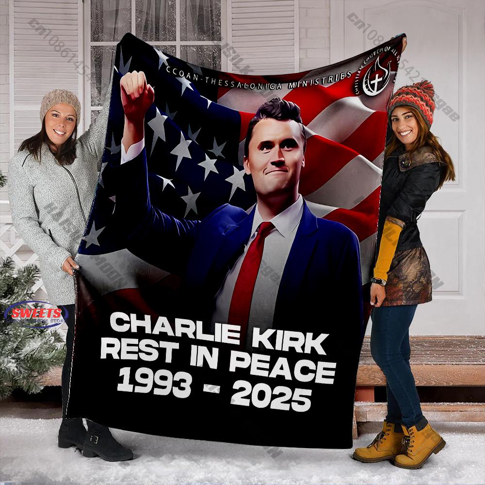Charlie Kirk Angelic Advocate Theme Blanket Warm Soft Comfortable Home Travel Blanket Sofa Bedding Cover Blanket Gift for Friend