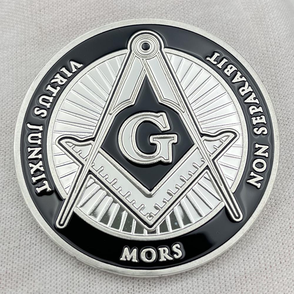 Masonic Symbols Silver Coin Freemasonry Coin Collectibles Masonic Badge Souvenir Medal Token Free Mason in Capsule