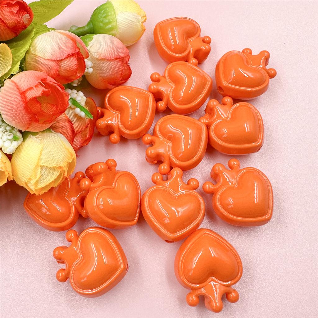 Home Party Supplies Crown Heart for Bracelet Necklace Accessories Jewelry DIY 12pcs Loose Beads Charms 21.4*24.4mm Pendants Material With Hole