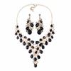 Glam European & American Statement Rhinestone Necklace and Earring Set for Women - Evening & Dinner Accessories.